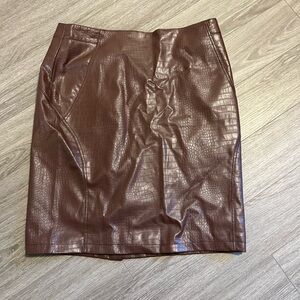 Tu Brown Faux Leather Women's Skirt